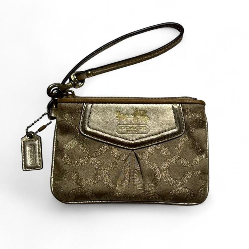 Coach brown wristlet with gold accents vintage coach signature wallet